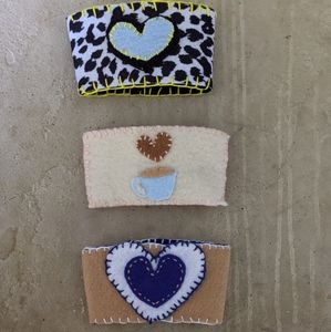 Set of 3 handmade coffee sleeves